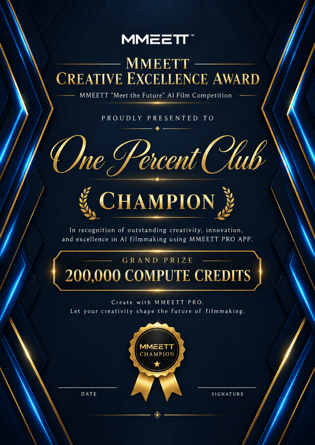 MMEETT PRO Global Competition 2026 First Place certificate